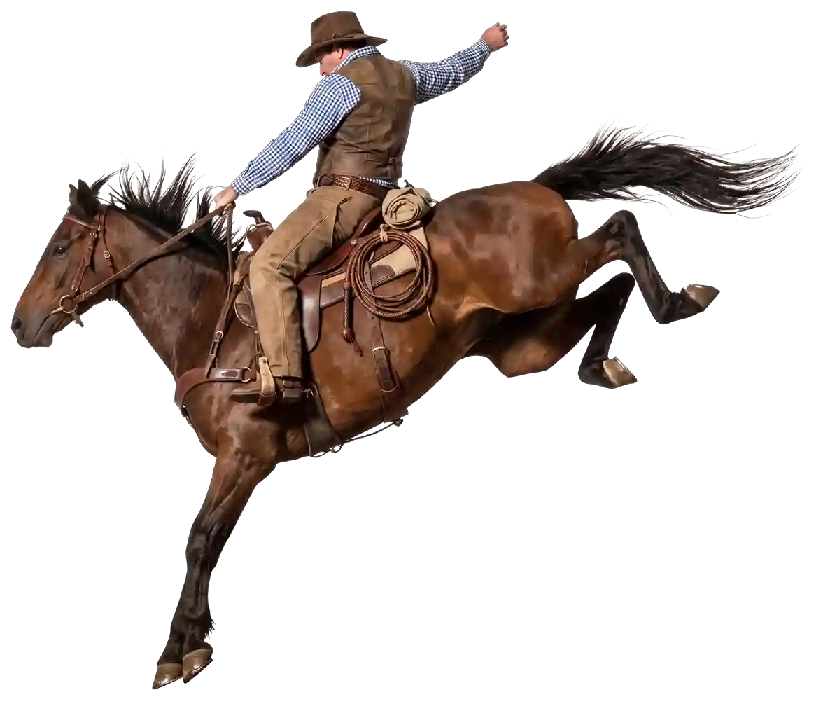 Jackaroo on a bucking horse